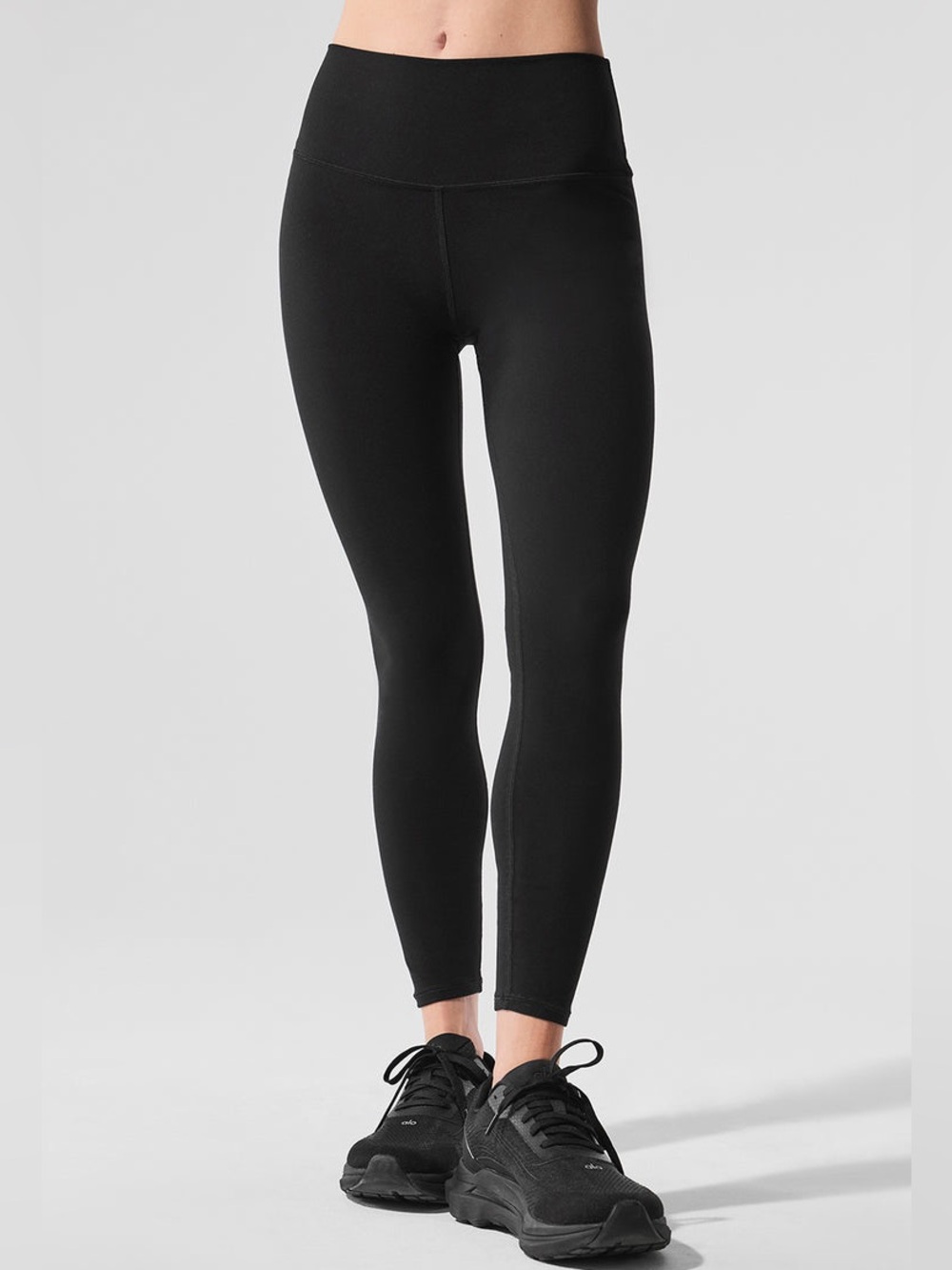 ALO Yoga Alosoft High-Waist 7/8 Highlight Black Athleisure Leggings EUC Size S